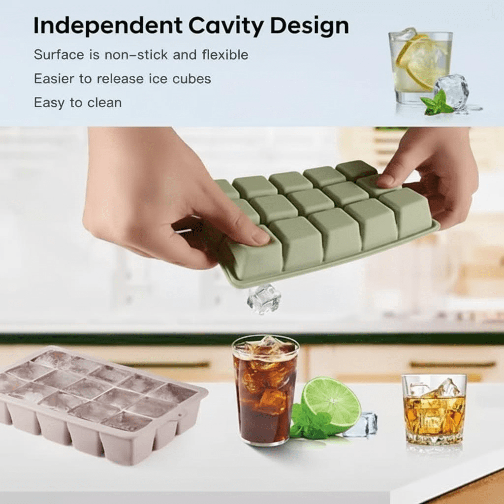 3-Pack Silicone Ice Cube Trays with Lids, BPA-Free Flexible Ice Molds for Whiskey, Cocktails, and Baby Food, Easy Release Freezer Trays for Perfect Cubes Every Time