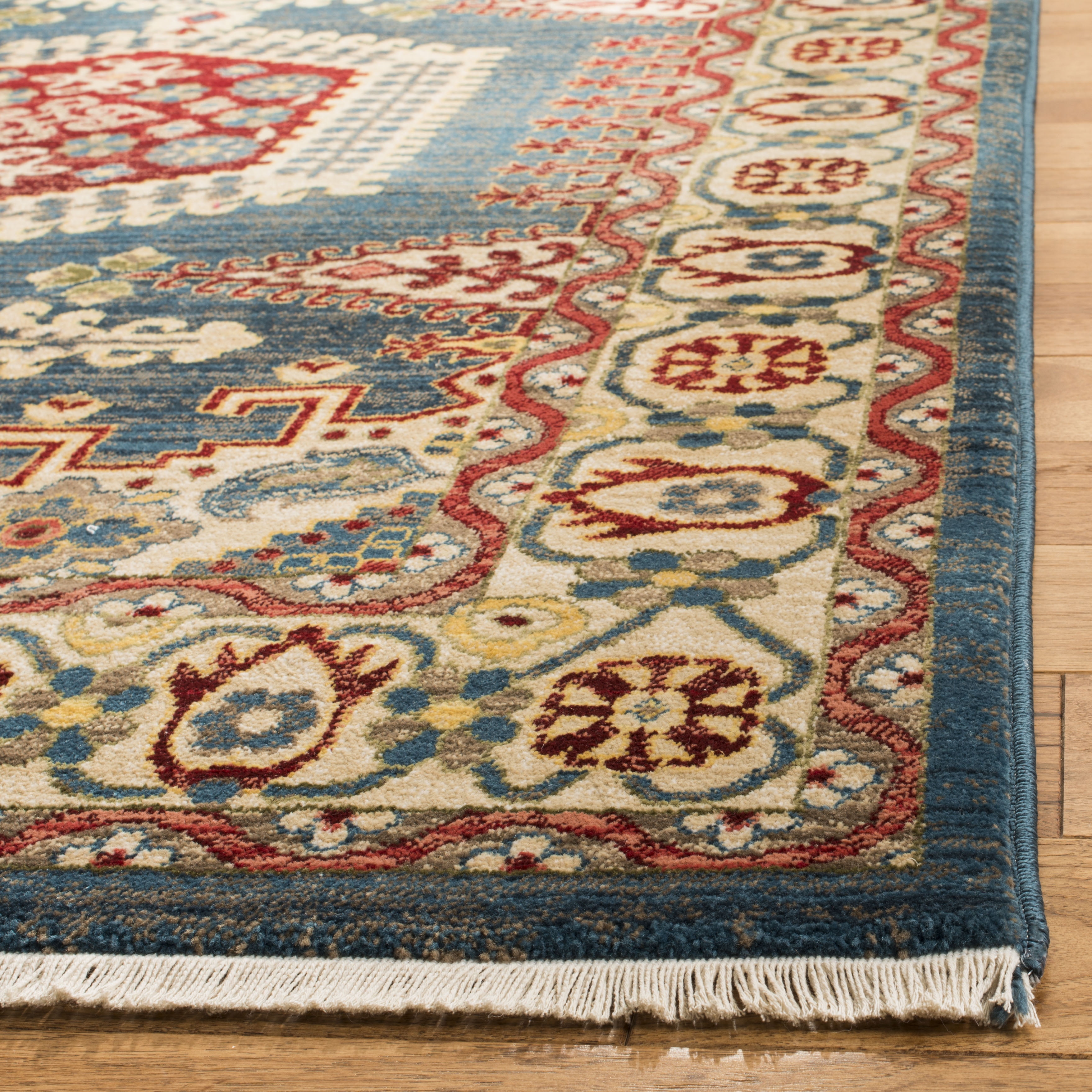 SAFAVIEH Kashan Pemala Oriental Runner Rug, Navy Blue/Ivory, 2'6" x 8'