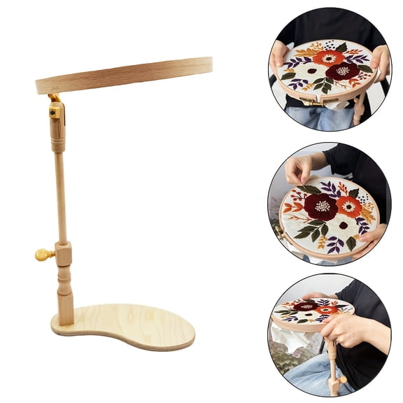 Adjustable Embroidery Stand - Wood Embroidery Hoop Holder, Height-Adjustable Needlework Frame for Cross Stitch, Embroidery, Needlepoint, Sewing & Crafts, Ideal for All Skill Levels