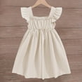 thumbnail image 6 of CYRBOKO Girls Casual Dresses, A-line Comfy Summer Flutter&nbsp;Sleeve Midi Dresses Beige Size 4-5 T, 6 of 6
