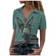 thumbnail image 2 of Puntoco Blusa suelta con cuello en V y manga corta con estampado animal para mujer Puntoco Puntoco-4036, 2 of 4