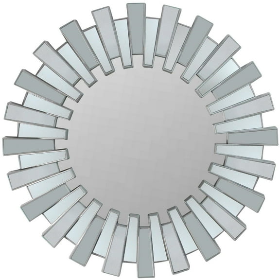 Northlight Aztec Sunburst Round Wall Mirror - 25.5" - Silver