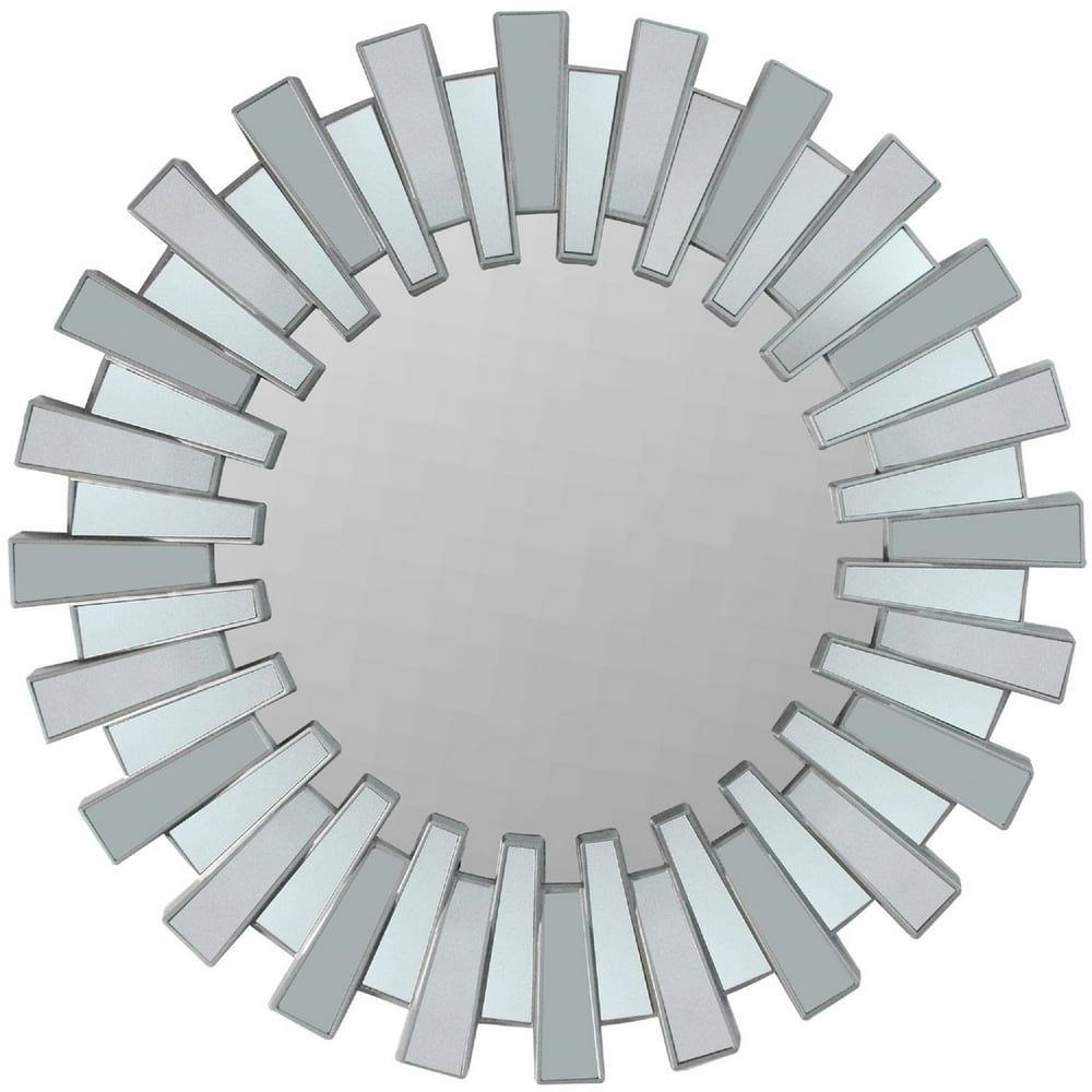 25.5" Silver Aztec Sunburst Round Mirror Wall Decor