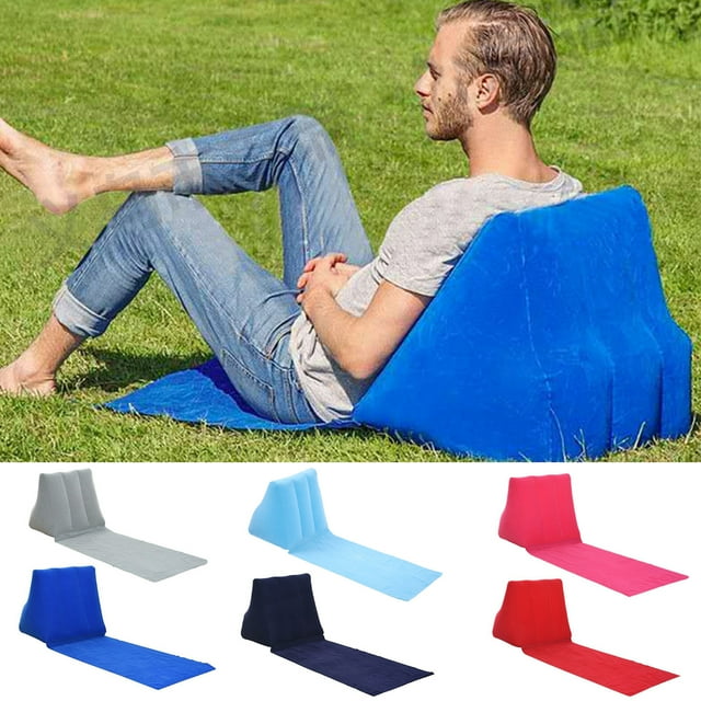 Outdoor Camping Pillow Triangular Cushion PVC Flocking Inflatable Pillow Portable Folding Summer Beach Lying Pillow Outdoor Travel Equipment