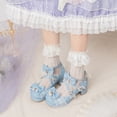 thumbnail image 5 of SACFOF Women's Kawaii Shoes Cross Strap Pumps Cute Ankle Strap Mary Jane Shoes Wedding Lace Mid Chunky Heel Pumps, 5 of 6