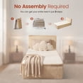 thumbnail image 3 of Ovios Twin Size All-in-One Floor Bed in a Box, 16.7" Upholstered Compressed Foam Mattress with Headboard, No Assembly Required, Beige, 3 of 8
