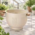 Colander Coated Sand Yellow 7 Quart Metal Powder Coated Steel Colander with Wood Handle ...