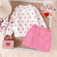thumbnail image 7 of Toddler Girl Outfits Valentine's Day Heart Print Long Sleeve Sweater and Skirt Two Piece Set Fashion Trend Soft Outfit for Girls Pink 3 Years-4 Years, 7 of 7