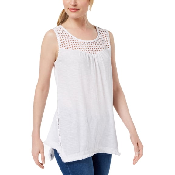 Style & Co. Womens Cotton Eyelet Tank Top