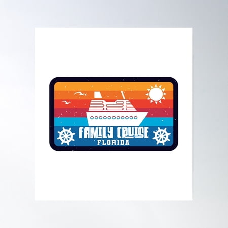 Family Cruise Florida - Vintage Retro Style Poster Wall Art, Modern Wall Decor, 8x12 UNFRAMED