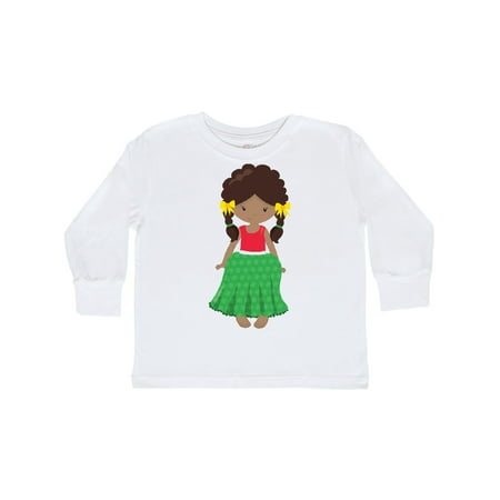 

Inktastic African American Girl Fashion Girl Green Skirt Gift Toddler Toddler Girl Long Sleeve T-Shirt