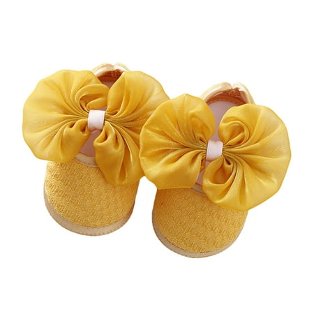 

Baby Shoes Solid Color Walking Shoes Footwear with Big Bowknot for Girls Pink/White/Wine Red/Yellow