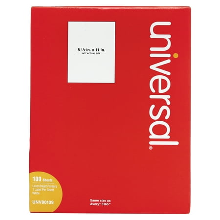 Universal Label Holder Kit - Universal Laser Printer Permanent Labels, 8 1/2 x 11, White, 100/Box -UNV80109