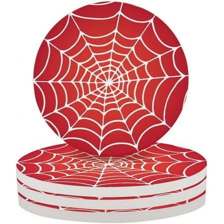 

Spider Web Coasters for Drinks Set of 4 Ceramic Stone Cup Mat Water Absorb Spill Coaster with Non-Slip Cork Backing Cute Drink Coasters for Cup Kitchen Home Decor