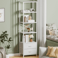 thumbnail image 2 of Satifur 5-Tier 65" H Bookshelf and Bookcase with 2 Removable Drawers, Narrow Display Shelf for Living Room, White, 2 of 8