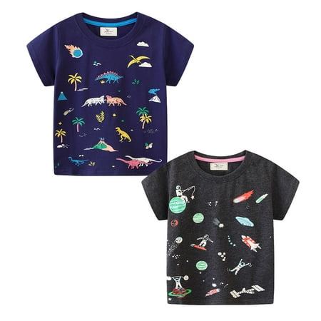 

Aolyty Toddler Boys T-Shirts Short Sleeve Glowing Ship Tops 5T