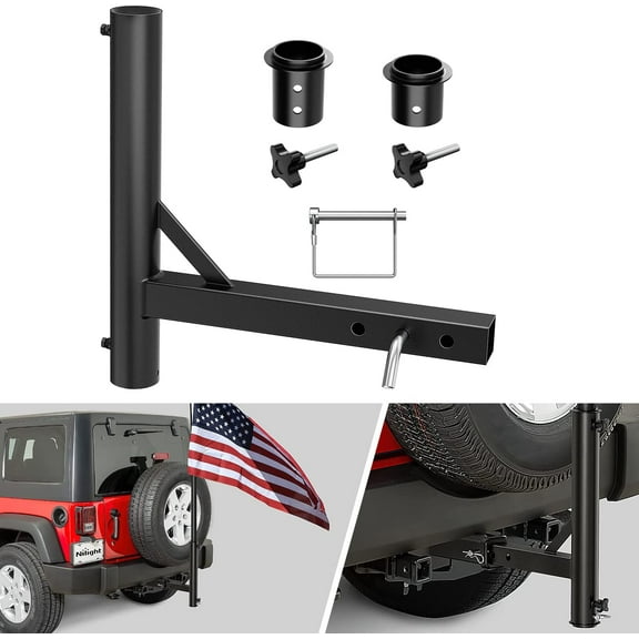 Nilight Hitch Mount Flagpole Holder Compatible with 1 to 2.3 Inch Diameter Flag Tube, Universally for 2" Receiver on RV SUV Pickup Truck Camper Trailer Jeep