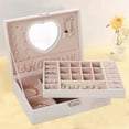 thumbnail image 6 of FNYOXU Jewelry Boxs,Jewelry Box with Lock and Mirror Jewelry Organizer Storage Case with 2-Layers Display for Earrings Bracelets Rings Watches, 6 of 7