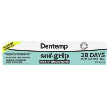Dentemp Sof-Grip One-Step Denture Reliner 3g – Long Lasting Denture Repair for Loose Fitting Dentures