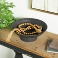 thumbnail image 2 of DecMode Handmade Round Metallic Long Carved Gold Mango Wood Garland with Tassel, 2 of 9