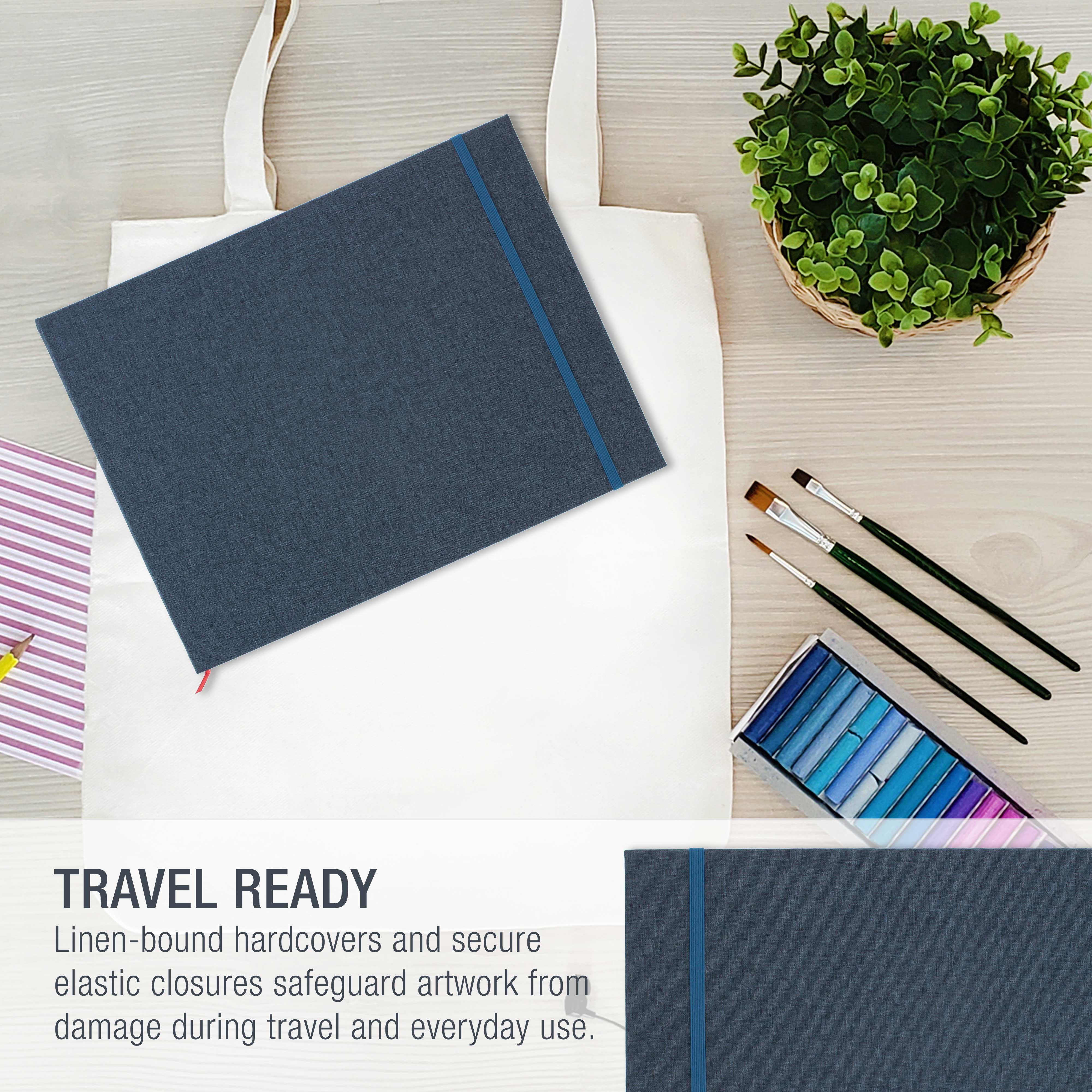 U.S. Art Supply 9" x 12" Watercolor Book, 2 Pack, 76 Sheets, 110 lb (230 gsm) - Linen-Bound Hardcover Artists Paper Pads - Acid-Free, Cold-Pressed, Brush Painting & Drawing Sketchbook Mixed Media