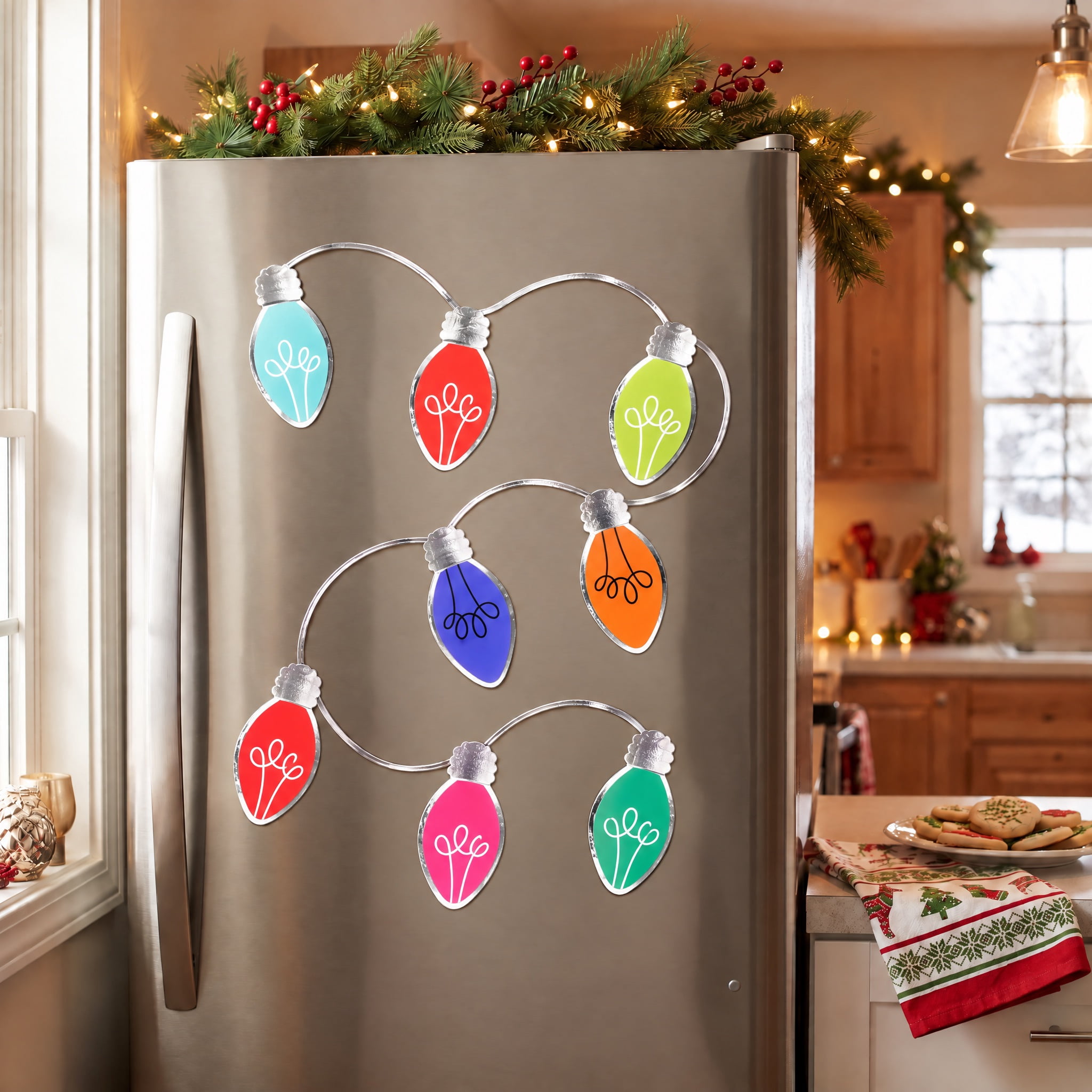 Magnetic Christmas Light Bulb Decorations, Multicolor, by Holiday Time