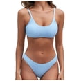 thumbnail image 1 of MKLEKYY Trajes De Baños Women'S Ribbed Bikini Sets Neck Swimsuit Textured Two Piece Bathing Suit, 1 of 6