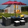 thumbnail image 1 of Costway 15Ft Patio Double-Sided Solar LED Market Umbrella Crank Base Burgundy, 1 of 9