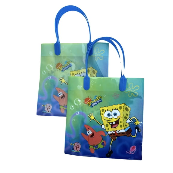 Nickelodeon Spongebob Squarepants Vinyl Gift Bags, Multicolor, 7.5" x 8" x 3", 2 Pack