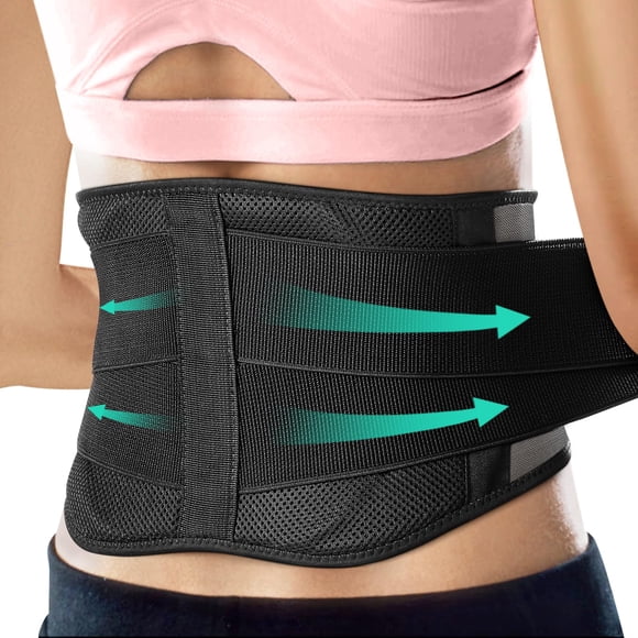 Faja lumbar ligera AllyFlex Sports® para debajo de la ropa. Malla transpirable de panal y almohadillas lumbares dobles para aliviar el dolor lumbar. Correas ajustables para un soporte lumbar óptimo. T