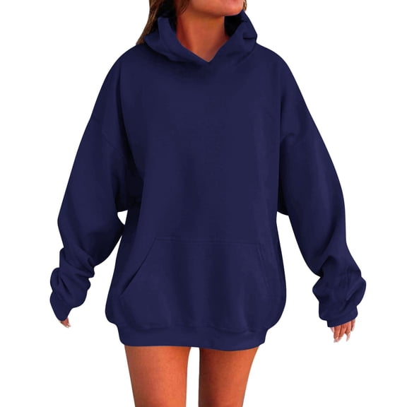 LWNYDPLSD Girls Baggy Hoodies Plain Color Long Sleeves Hooded Sweatshirts with Pocket for Kids Trendy Drop Shoulder Oversize Pullover Teens Fall Winter Clothes