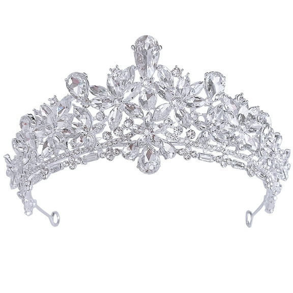 Bridal Rhinestone Crown Accessories for Wedding Photos Silver Color Lightweight and Durable