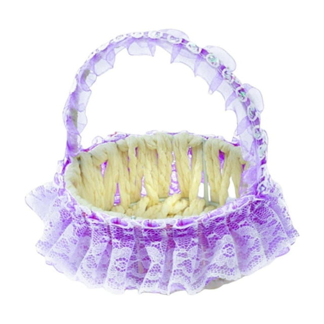 Cesta de flores para bodas, cestas tejidas, portátil, hermosa cesta para flores. Púrpura