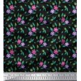 thumbnail image 3 of Soimoi polyester Crepe Fabric Leaves & Periwinkle Floral Printed Fabric 1 Yard 52 Inch Wide, 3 of 3
