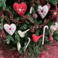 thumbnail image 4 of White Felt Fabric Heart Scandinavian Nordic Christmas or Valentine Ornaments - Set of 3 - by Marilee Home, 4 of 5