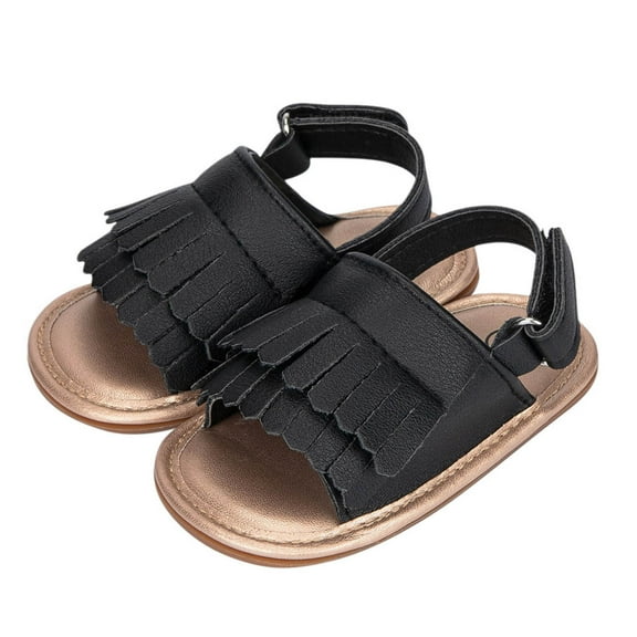 EnJoCho Boys Girls Tassel Accent Summer Sandals, Open-Toe Flat Toddler Shoes with Flexible Sole, Lightweight First Walker Footwear for Beach & Outdoor Adventures