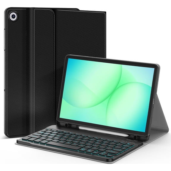 Backlit Keyboard Case for Samsung Galaxy Tab A11 /A11 Plus 11" 2025/A9 /A9 Plus 11" 2023, 7 Colors Backlight Detachable Wireless Keyboard Magnetic Case,PU Folio Cover Case for Tab A9 5G (Black)
