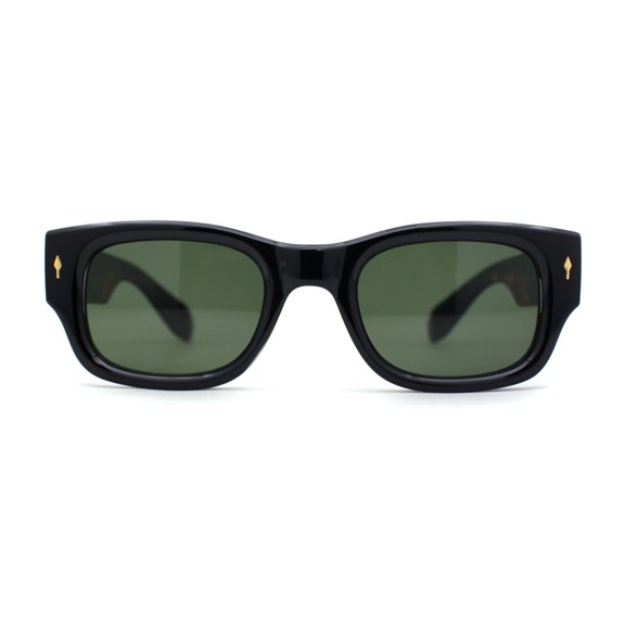 Classy Gentlemans Narrow Rectangle Thick Plastic Arm Sunglasses Black Tortoise - Green