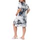 thumbnail image 3 of Vestido de talla grande Agnes Orinda para mujeres, cuello redondo, teñido anudado, manga corta, vestido midi casual 2024, negro y blanco 1X, 3 of 6