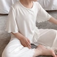 thumbnail image 4 of Girls' Spring And Summer Solid Color Ice Silk Home Clothes Set Ice Silk Long Pants Round Neck Long Sleeve Long Pants Set Home Clothes Sizes 0-14, 4 of 7