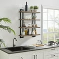 thumbnail image 2 of Danya B. 4-Tier Floating Bracket Wall Shelf - Black Metal and Walnut Finish, 2 of 14