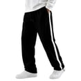 thumbnail image 2 of Mens Casual Athletic Straight Leg Trousers Side Color Block Stripe Drawstring Elastic Waist Sweatpants With Pockets XL, 2 of 9