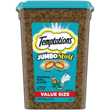 UPC: 0023100124469 | Temptations Jumbo Stuff Tempting Tuna Flavor Crunchy and Soft Cat Treats 14 oz Tub