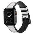 thumbnail image 2 of Compatible with Apple Watch Band 45mm 44mm 42mm, Sweatproof Leather and Rubber Hybrid Band Strap Compatible with Series 7 6 5 4 3 2 1 SE, 2 of 7