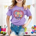 thumbnail image 2 of Toddler Girls Tops & T-Shirts 100 Days Of School Print Round Neck Loose Short Sleeve Fashion Casual Tshirts Holiday Wear,Purple,10-11 Years, 2 of 4