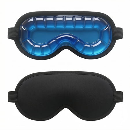 3D Gel Sleep Eye Mask, No Eye Pressure Marks, Cold and hot compresses for Eye Fatigue Relief, Elastic Strap, Black