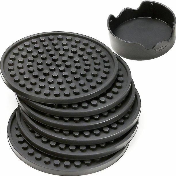 Juego de 6 posavasos para bebidas, protege los muebles de marcas de agua y daños, posavasos de silicona de grado alimenticio, a prueba de fugas y antideslizante, grande, 4 pulgadas