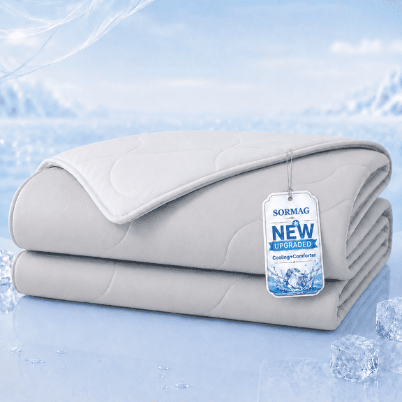 SORMAG Cooling Comforter King Size Cooling Blankets with Q-Max>0.45 for Hot Sleepers Summer Bed Comforter Quilt,Soft Lightweight Silk Smooth ( Grey, King(104"x90"))