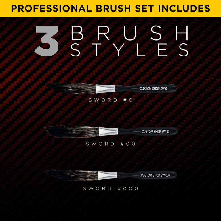 Custom Shop Sword Pinstripe Brush 3 Size Kit (0, 00, 000