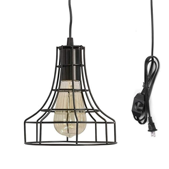 Kiven Wire Cage Pendant Light Plug in Vintage Pendant Light with Dimmer switch
